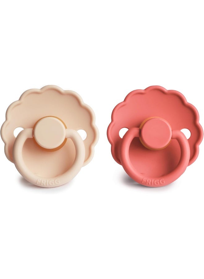 FRIGG لهاية فريغ دايزي من اللاتكس 0-6 أشهر | لهايات مريحة بنظام قفل النقر | عبوة من 2 لهاية مطاطية طبيعية | آمنة للطعام مع أناقة خالدة - كريمي/خشخاش - الحجم 1 - Image 2