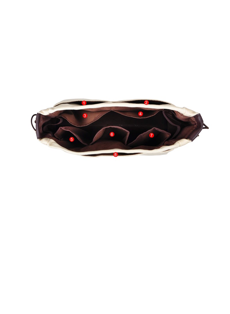 SOLARAE Canvas Handbag Organizers, Sturdy Purse Insert Organizer Bag in Bag, Women Handbags & Totebag with zipper, 10 Pockets, Color Beige Large - Image 3