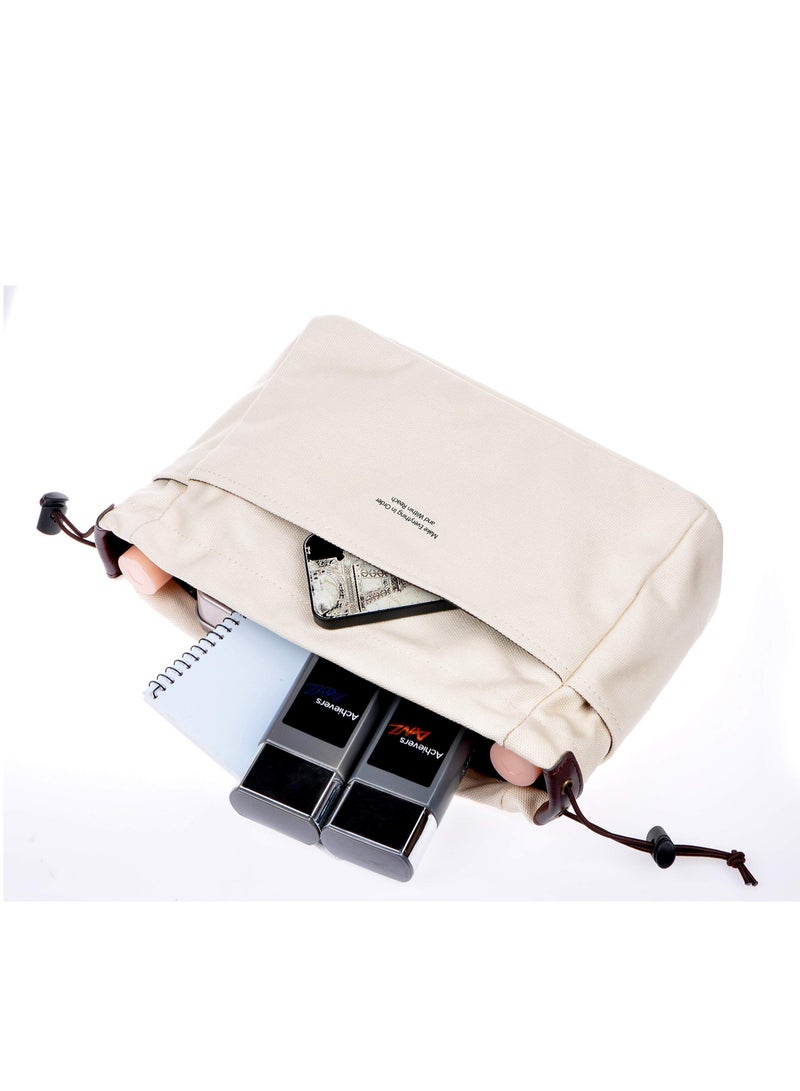 SOLARAE Canvas Handbag Organizers, Sturdy Purse Insert Organizer Bag in Bag, Women Handbags & Totebag with zipper, 10 Pockets, Color Beige Large - Image 5