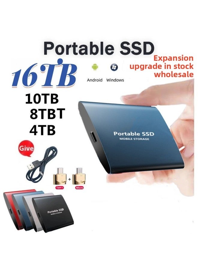 Solid State Mobile Hard Disk 16T 8T 4T 2t 1t Portable SSD High-speed Transmission Direct Hair-Capacity:2TB-Interface:Silver - Image 1
