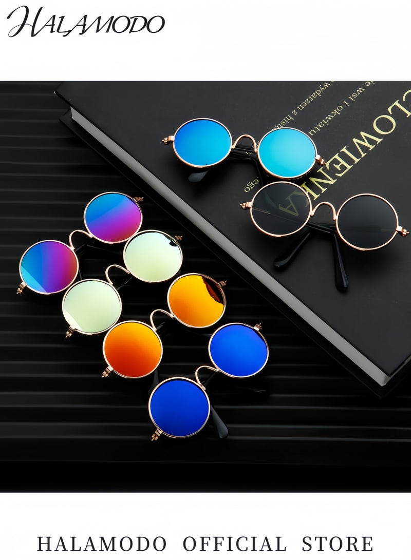 HALAMODO Pet Sunglasses for Small Dogs and Cats Retro Round Fashion Glasses UV Protection Cosplay Accessories Party Photo Prop for Pets Funny Pet Glasses for Small Animal - Image 2