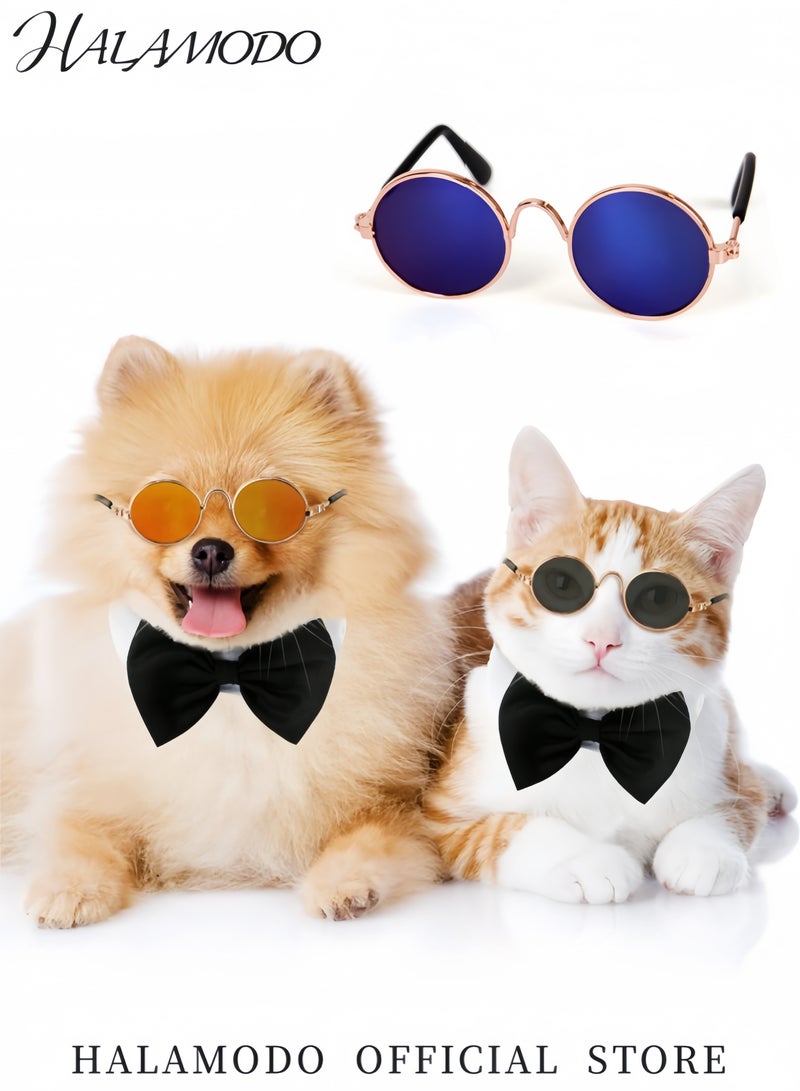 HALAMODO Pet Sunglasses for Small Dogs and Cats Retro Round Fashion Glasses UV Protection Cosplay Accessories Party Photo Prop for Pets Funny Pet Glasses for Small Animal - Image 4