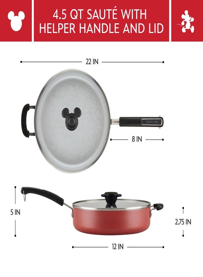 Farberware Disney Bon Voyage Ceramic Nonstick Saute Pan/Frying Pan with Lid and Helper Handle, 4.5 Quart Sauteuse Pan - Red - Image 3