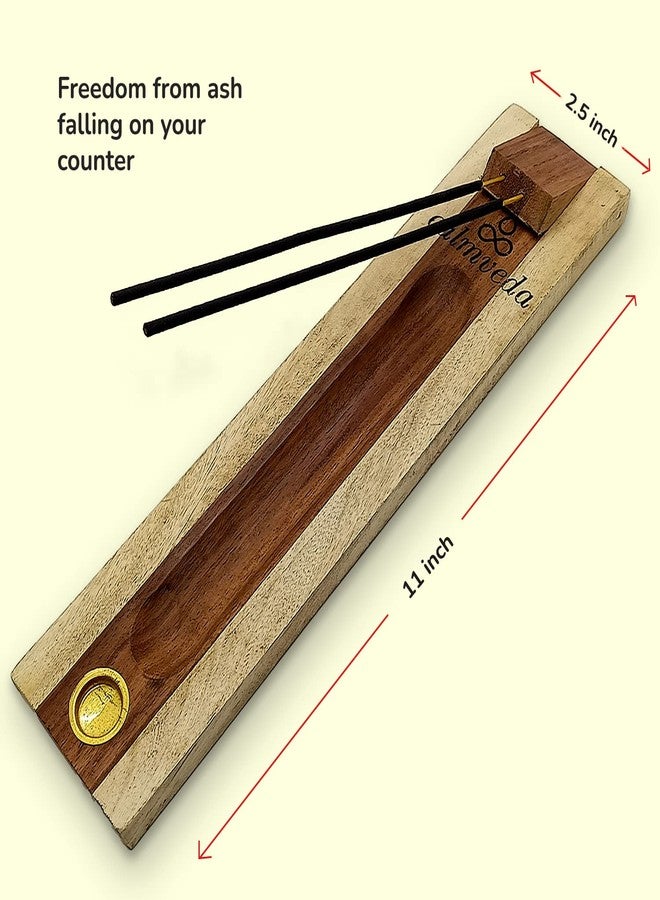 Calmveda Rosewood Incense Holder for Sticks - 11 Inch Handmade Dual Incense Burners with Cone Holder | Beautiful Natural Wood Incense Stick Holder, for Meditation or Yoga Lovers - Image 4