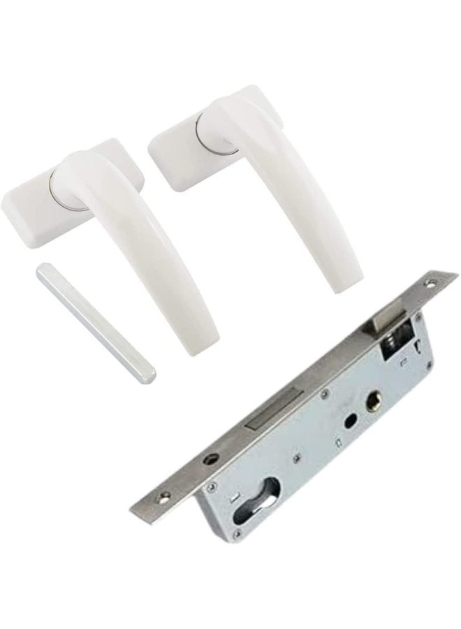 NJM Aluminium Door Handle White with 20MM Lockbody, Heavy Duty Door Handle Set. (White) - Image 1