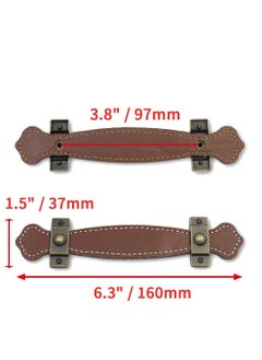 Y&D 6 Piece Surface Leather Furniture Handle, 6.3" (16 cm) Vintage Style Strong Handle Pull for Drawer Cabinet PU Luggage (Brown)  - Image 3