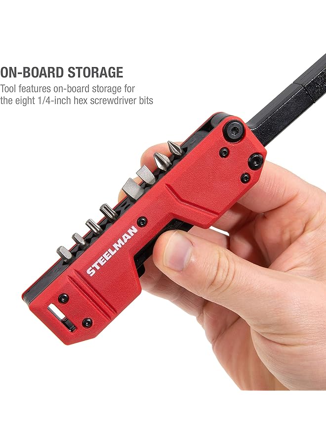 Steelman 10 In 1 Multi Tip Folding Magnetic Pocket Screwdriver With Carrying Clip And Bottle Opener Includes 3/16" And 1/4" Slotted Ph1 Ph2 T15 T20 S1 And S2 Bits - Image 4