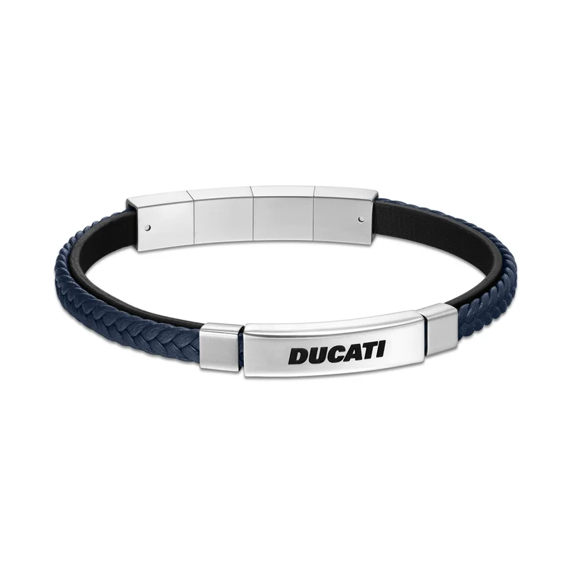 Ducati Voyage Blue Leather Bracelet for Men