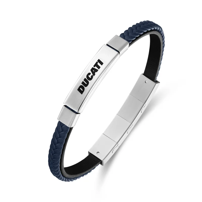 Ducati Voyage Blue Leather Bracelet for Men