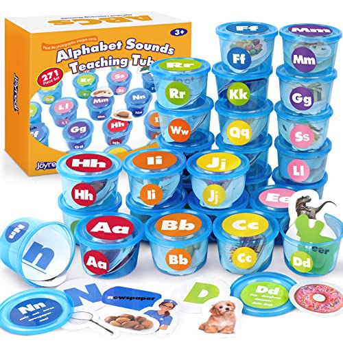 Joyreal 271 PCS Alphabet Learning Toys for Toddlers 35 ABC Phonics Games with 26 Sorting Tubs Flash Cards Montessori Preschool Classroom Must Haves Letter Sounds Recognition Activities - Image 1