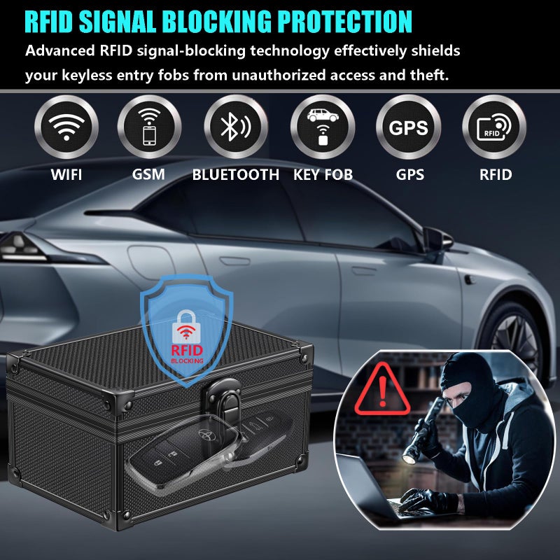 MAZACOO Faraday Signal Blocking Box for Car Key Fob, Keyless Entry Car Key Fob Protector Shielding Cage (Dot Black) - Image 2