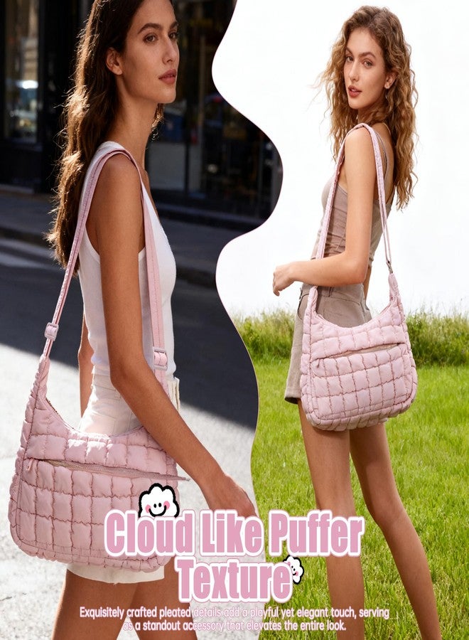 SUKUTU Quilted Puffer Bag for Women Soft Fluffy Crossbody Shoulder Purse Lightweight Puffy Carryall Hobo Bag - Image 5