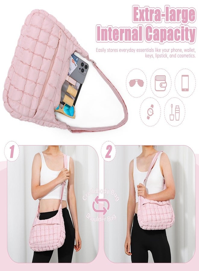 SUKUTU Quilted Puffer Bag for Women Soft Fluffy Crossbody Shoulder Purse Lightweight Puffy Carryall Hobo Bag - Image 4