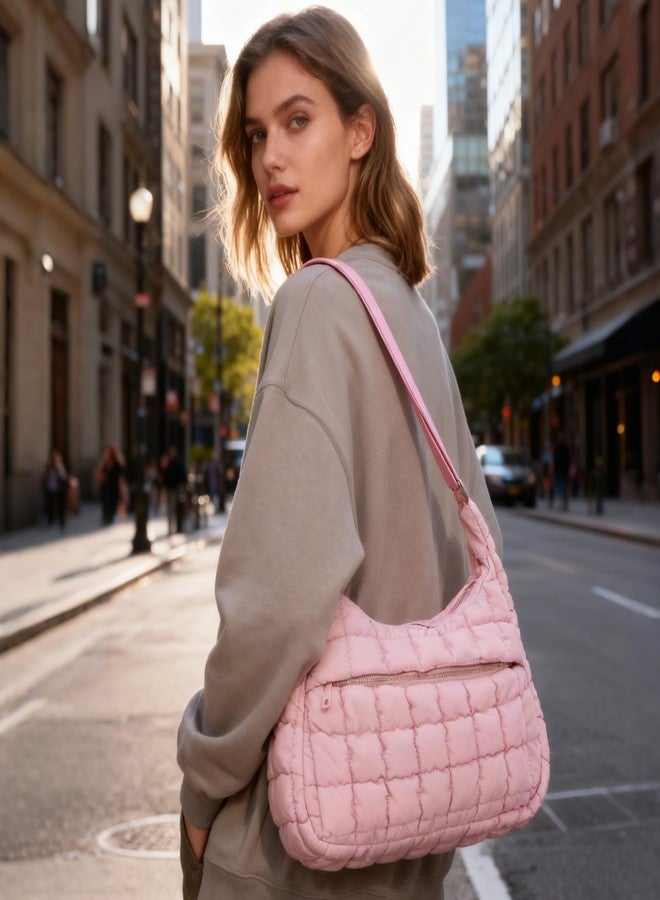 SUKUTU Quilted Puffer Bag for Women Soft Fluffy Crossbody Shoulder Purse Lightweight Puffy Carryall Hobo Bag - Image 2