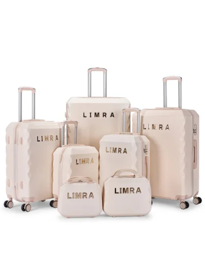 LIMRA Travel bag set consisting of 7 luggage bags beige color, size 32"/28"/24"/20"/16"/15"/12 inches