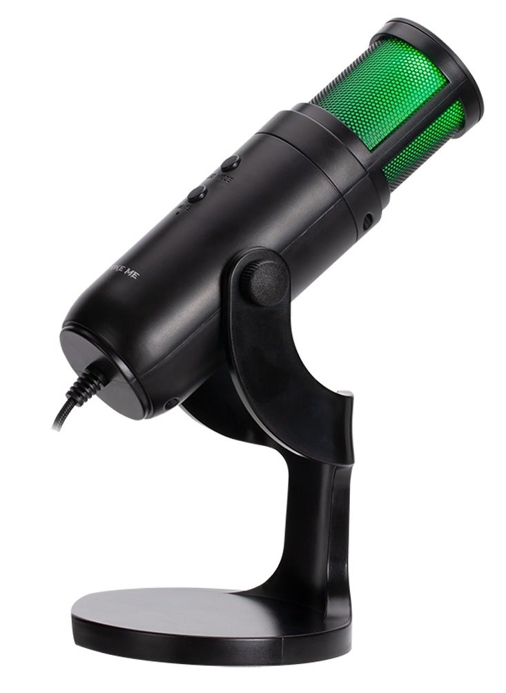 إكسترايك-مي - XMC-03 USB RGB ميكروفون للبث المباشر لسطح المكتب ميكروفون متعدد الاتجاهات - 12 وضع إضاءة RGB - جسم قابل للدوران 360 درجة - كابل محمي للكمبيوتر الشخصي - Image 1