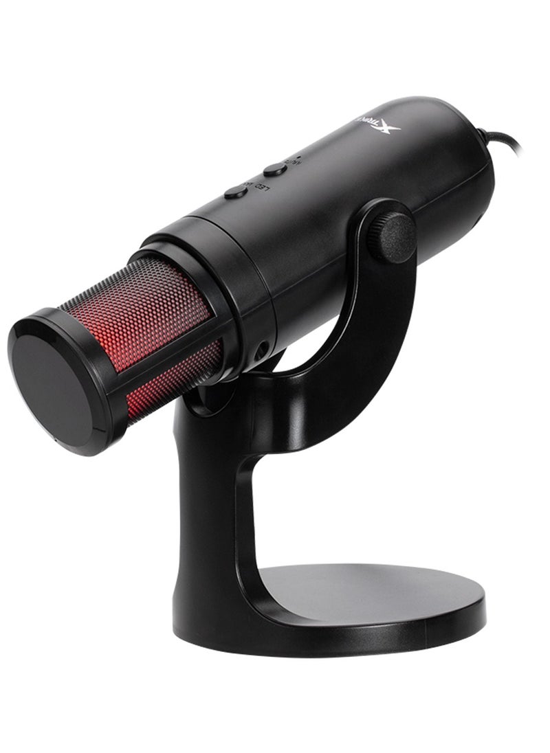 إكسترايك-مي - XMC-03 USB RGB ميكروفون للبث المباشر لسطح المكتب ميكروفون متعدد الاتجاهات - 12 وضع إضاءة RGB - جسم قابل للدوران 360 درجة - كابل محمي للكمبيوتر الشخصي - Image 1