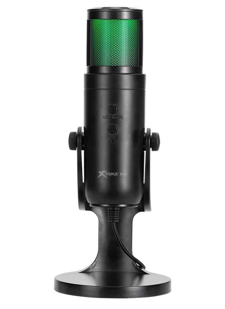 إكسترايك-مي - XMC-03 USB RGB ميكروفون للبث المباشر لسطح المكتب ميكروفون متعدد الاتجاهات - 12 وضع إضاءة RGB - جسم قابل للدوران 360 درجة - كابل محمي للكمبيوتر الشخصي - Image 1