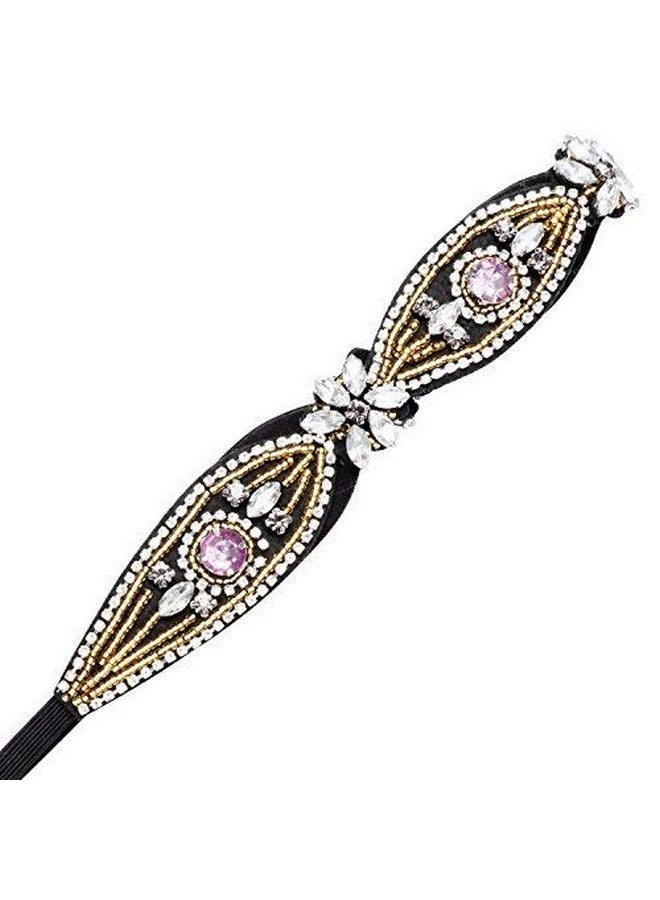 Amariver 2 Pieces Rhinestone Beaded Elastic Headband，Fashion Headbands Handmade Hair Bands Hair Accessories For Lady Woman 2025" Fits For Most - Image 4