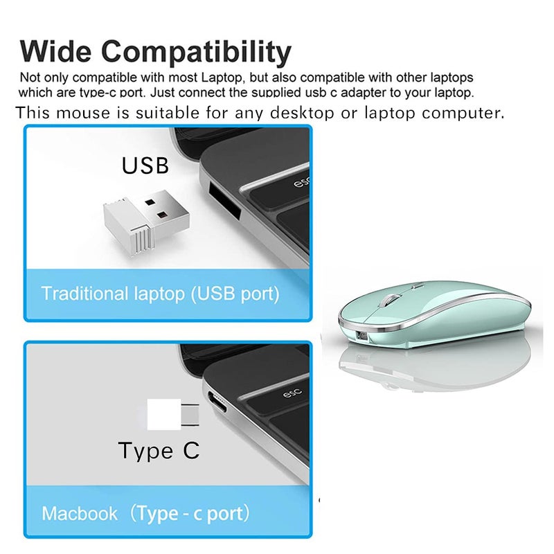 JETTA ماوس لاسلكي لجهاز MacBook Pro و MacBook Air و كمبيوتر محمول و iMac و كمبيوتر سطح المكتب و Chromebook و Win7/8/10/11 PC و HP و Dell (أزرق) - Image 5