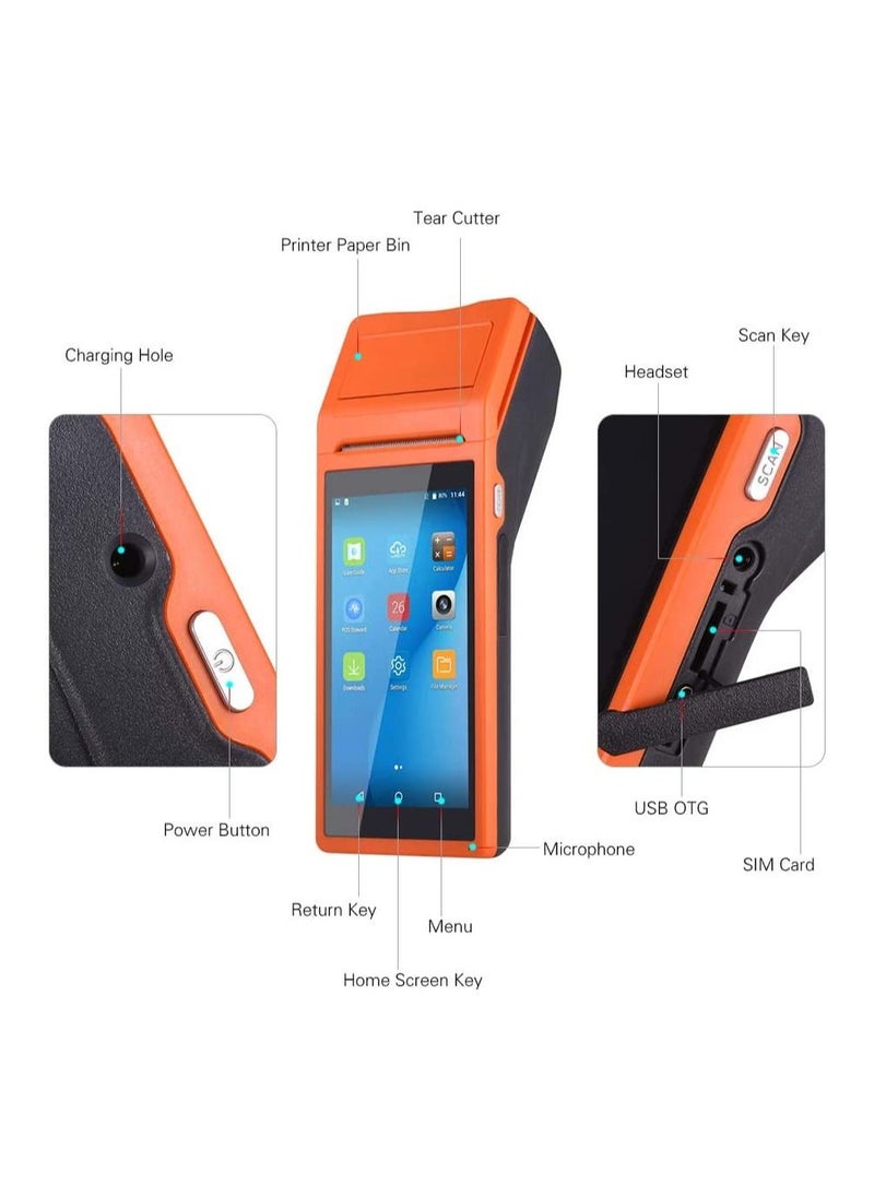 Generic - All in One Handheld PDA Printer Smart POS Terminal Wireless Portable Printers Intelligent Payment Terminal Function BT/WiFi/USB OTG/ 3G Communication - Image 1