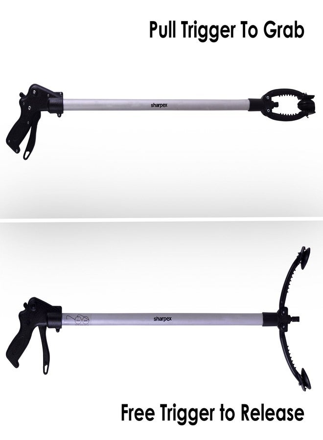Sharpex 34 Inch Long Range Pickup Tool, Long Handy Arm Assist Tool, Extender Gripper Tool, Flexible Lightweight Mobility Aid Reaching Claw Trash Garbage Picker – Black (Aluminum) - Image 2