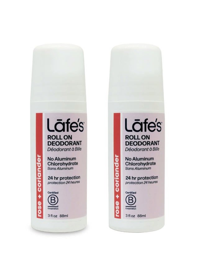 Lafe's Natural Deodorant | 3 Ounce Roll-On Aluminum Free Natural Deodorant | Rose & Coriander (2 Pack) - Image 1
