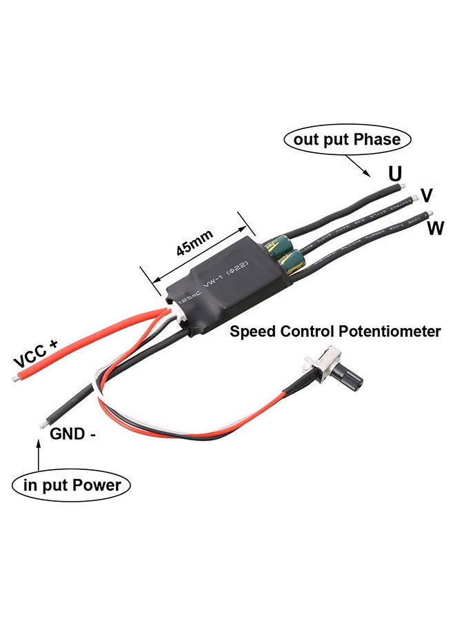 Generic - DC 7-24V 200W BLDC 3 Phase Brushless ESC Motor Driver Hallless DC Motor Drive Board Speed Controller Regulator with Potentiometer - Image 1