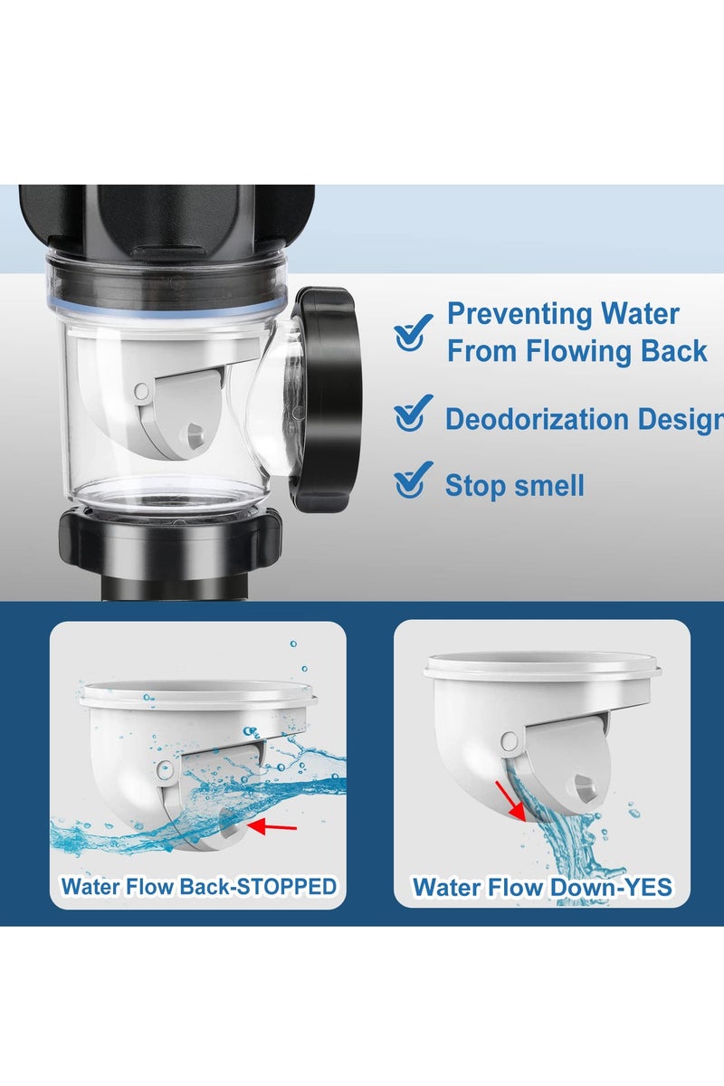 تشيلور طقم مصفاة حوض الحمام، مصارف حوض الحمام مع مصيدة P-فخ مرنة وقابلة للتوسيع، مناسبة لأنابيب الصرف البلاستيكية مقاس 1-1/4 بوصة أو 1-1/2 بوصة، مصفاة منبثقة مع سدادة مدمجة مضادة للانسداد - Image 3