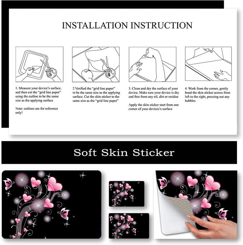 BPA® Laptop Skin Sticker Decal,12" 13" 13.3" 14" 15" 15.4" 15.6 inch Laptop Vinyl Skin Sticker Cover Art Protector Notebook PC (Free 2 Wrist Pad Included), Decorative Waterproof Removable, Pink Hearts - Image 5