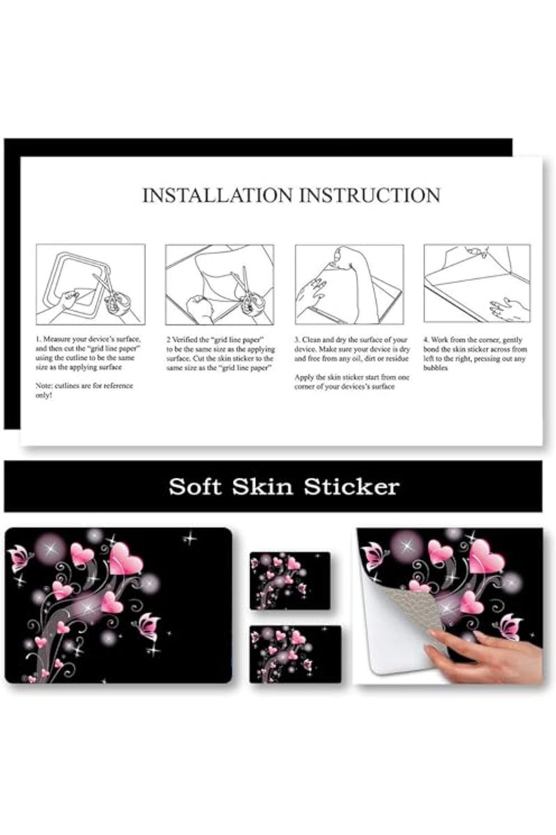 BPA® Laptop Skin Sticker Decal,12" 13" 13.3" 14" 15" 15.4" 15.6 inch Laptop Vinyl Skin Sticker Cover Art Protector Notebook PC (Free 2 Wrist Pad Included), Decorative Waterproof Removable, Pink Hearts - Image 4