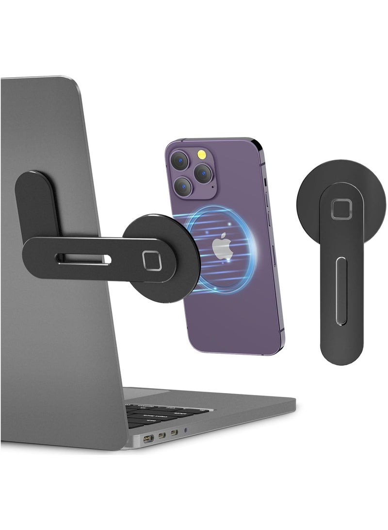 Captaintech Magnetic Side-Mount Laptop Stand for iPhone 14/13/12 MagSafe Series, Adjustable, Slim, Portable, Foldable Design for Screen Extension (Black) - Image 1