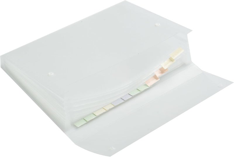 Arpan A4 Expanding File Folder – Clear 13 Gusset Pocket Folder – Multi Section Folder with Stud Wallet Closer – Document Wallet Folder by Arpan (Clear) - Image 2