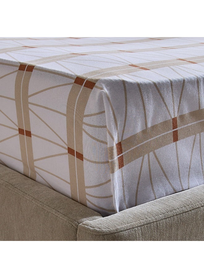 Home Box Malta Lattice Printed Cotton Twin Fitted Sheet - 120x200+33 cm - Image 4