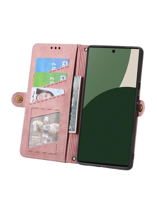 Zaboon Case For Fujitsu Arrows We2 Plus / F-51E Geometric Zipper Wallet Side Buckle Leather Phone Case - Image 3