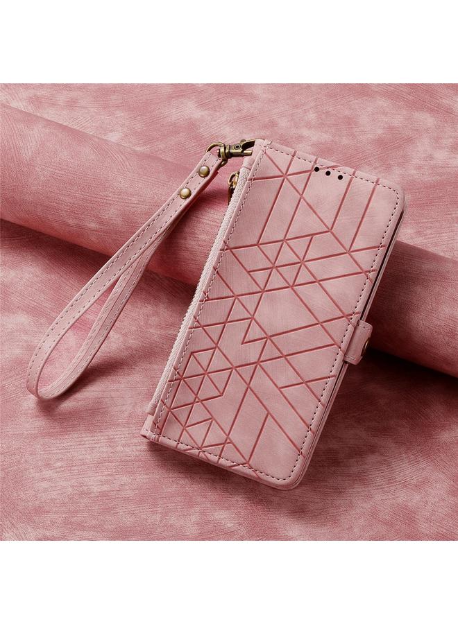Zaboon Case For Fujitsu Arrows We2 Plus / F-51E Geometric Zipper Wallet Side Buckle Leather Phone Case - Image 5