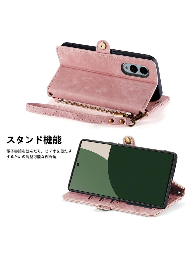 Zaboon Case For Fujitsu Arrows We2 Plus / F-51E Geometric Zipper Wallet Side Buckle Leather Phone Case - Image 4