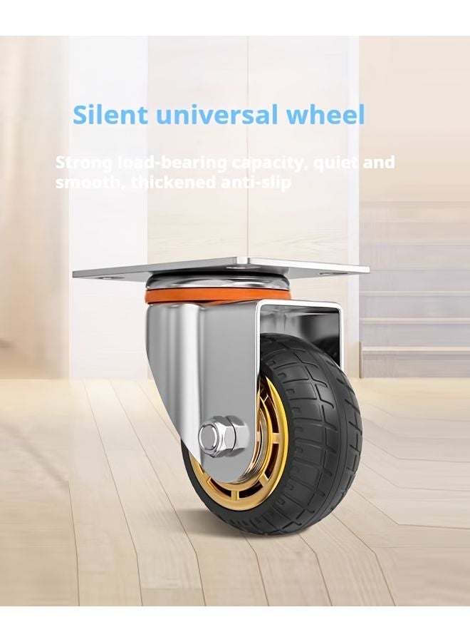 2 سويفل بمكابح 3 بوصات عجلات مطاطية صناعية محامل كروية مزدوجة - Image 2