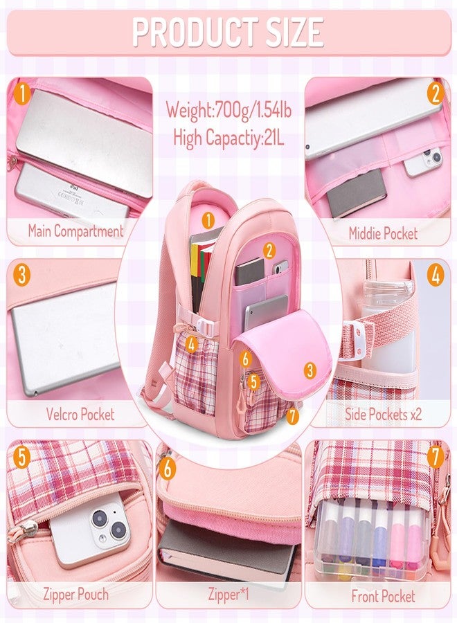 FRMARCH School Backpacks for Girl - 5PCS Cute Girls Backpack with Lunch Box Set for Kids Teens Elementary Middle School,18" Large Capacity Bookbag with Multiple Pockets,Perfect for Travel and School - Image 3