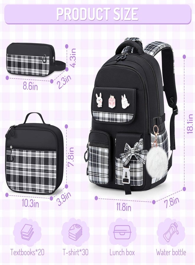 FRMARCH School Backpacks for Girl - 5PCS Cute Girls Backpack with Lunch Box Set for Kids Teens Elementary Middle School,18" Large Capacity Bookbag with Multiple Pockets,Perfect for Travel and School - Image 2