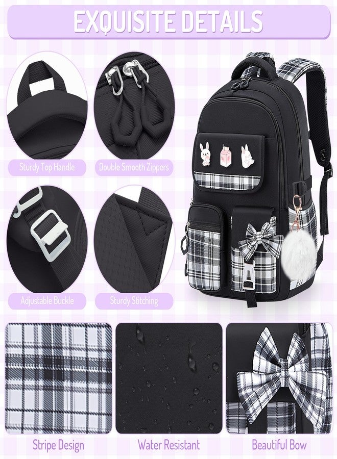 FRMARCH School Backpacks for Girl - 5PCS Cute Girls Backpack with Lunch Box Set for Kids Teens Elementary Middle School,18" Large Capacity Bookbag with Multiple Pockets,Perfect for Travel and School - Image 4