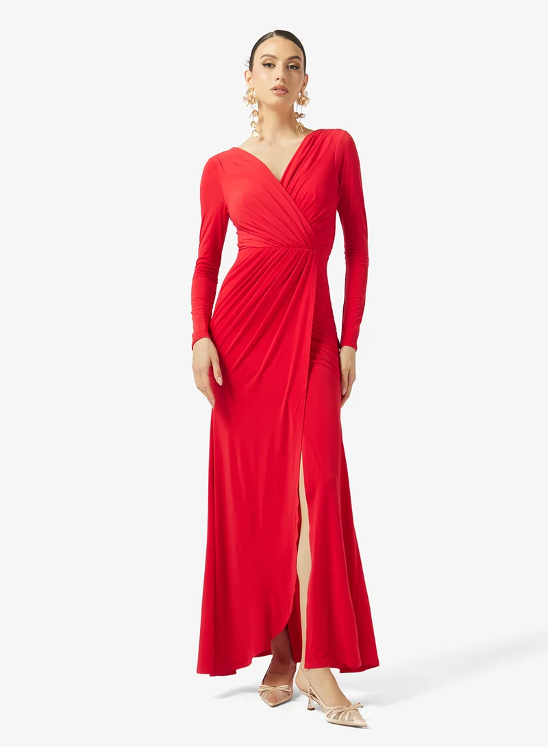 رينيه ruched waist wrap maxi dress