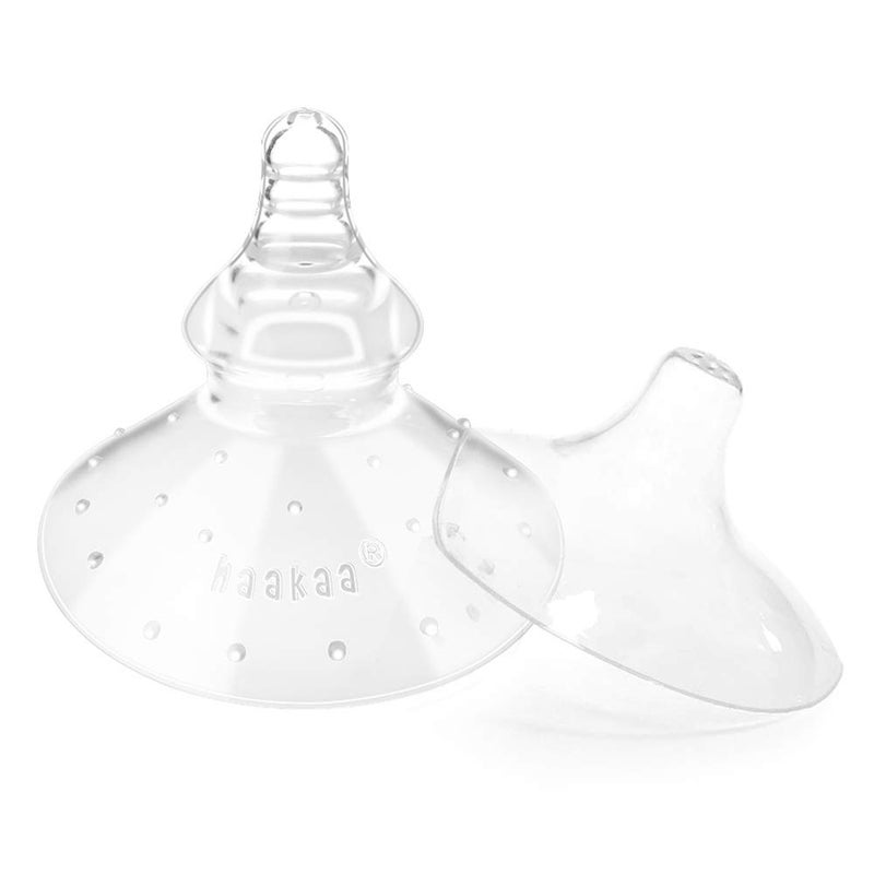 haakaa Nipple Shields for Nursing Newborn Silicone Nippleshield for Breastfeeding with Carry Case Combo, 2pc - Image 1