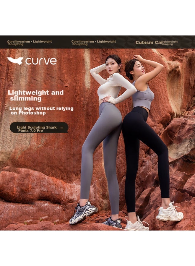 Curveism Curvism Shaping Yoga Pants Tummy Control Lifting Shark Pants Women's Leggings Thick Fleece Pro Gray S - Image 1
