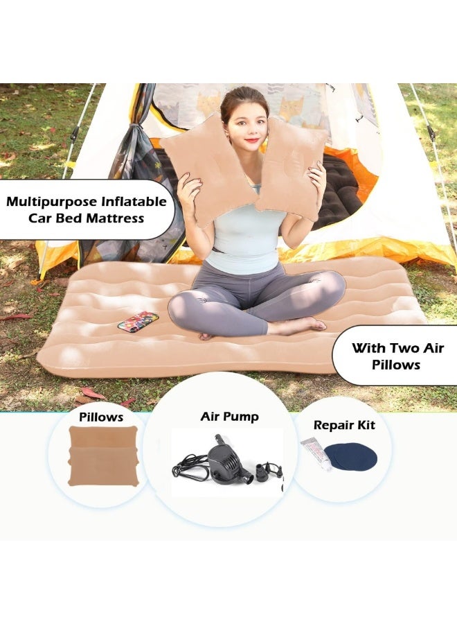 Sharpdo Car Air Mattress Bed Inflatable with 2 Air Pillows for For Outdoor Camping Travel (Beige/ 2 * Storage Piers) - Image 5