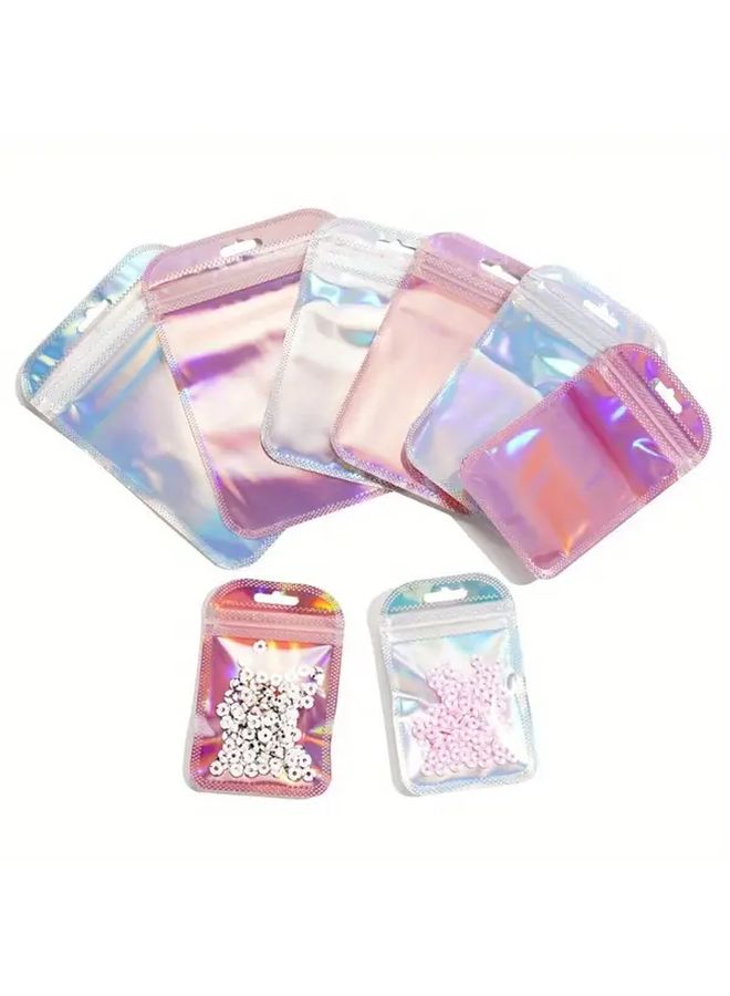 Rose Assorted 20pcs Iridescent Ziplock Bags 2.56 3.94 Inch Thickened Polypropylene Seal Pouches For Jewelry Earrings Pendants Handicrafts Transparent Laser Ripple Storage - Image 2