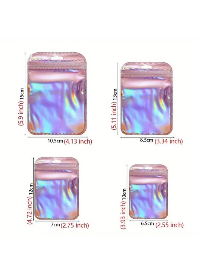Rose Assorted 20pcs Iridescent Ziplock Bags 2.56 3.94 Inch Thickened Polypropylene Seal Pouches For Jewelry Earrings Pendants Handicrafts Transparent Laser Ripple Storage - Image 4