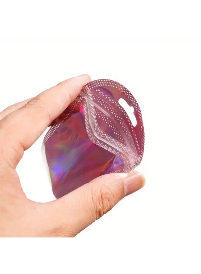 Rose Assorted 20pcs Iridescent Ziplock Bags 2.56 3.94 Inch Thickened Polypropylene Seal Pouches For Jewelry Earrings Pendants Handicrafts Transparent Laser Ripple Storage - Image 3