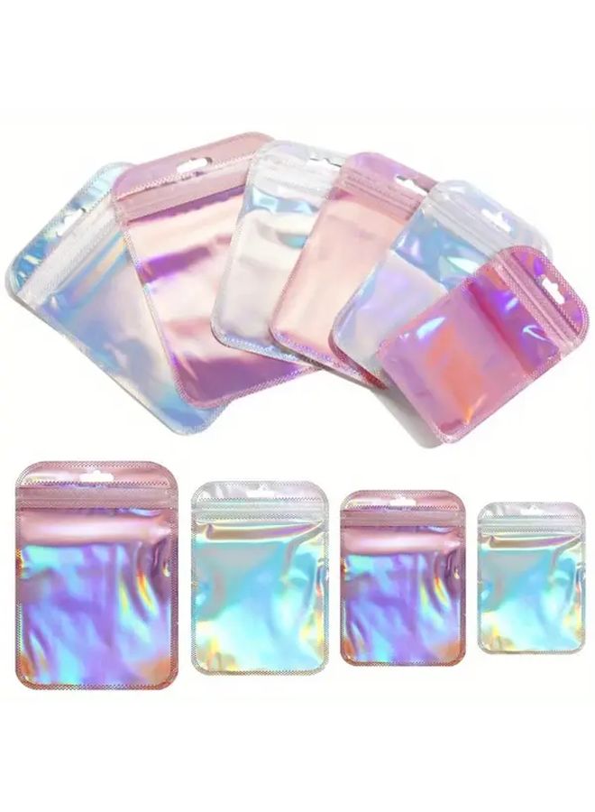 Rose Assorted 20pcs Iridescent Ziplock Bags 2.56 3.94 Inch Thickened Polypropylene Seal Pouches For Jewelry Earrings Pendants Handicrafts Transparent Laser Ripple Storage - Image 1