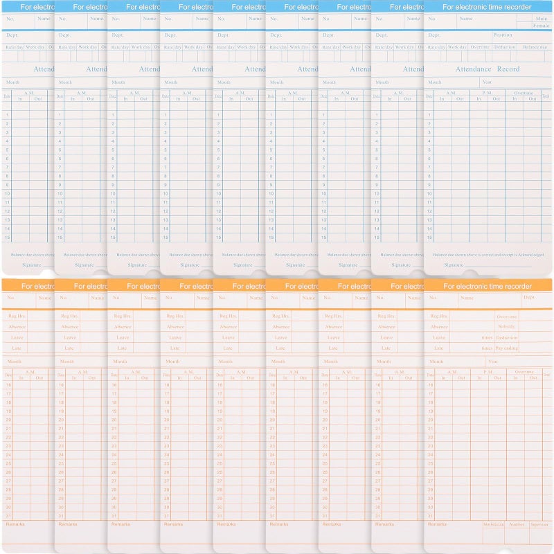 100 Sheets Double Sided Attendance Time Cards For Employee Punch Clock Payroll Recording - Image 2